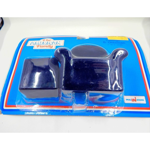 Toy R Us Chair and Ottoman Miniature Furniture American Family Blue Flocked - Picture 5 of 8